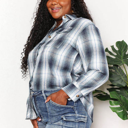 Plaid Dropped Shoulder Shirt - MimiStylez