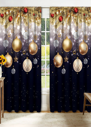2PCs Digital Printed Christmas Curtains