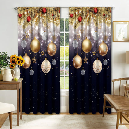 2PCs Digital Printed Christmas Curtains