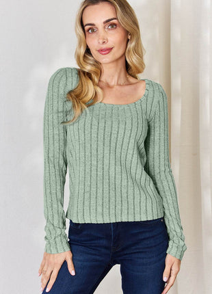 Basic Bae Full Size Ribbed Long Sleeve T-Shirt - MimiStylez