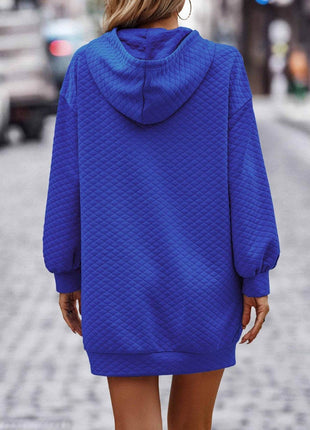 Textured Drawstring Tunic Hoodie - MimiStylez