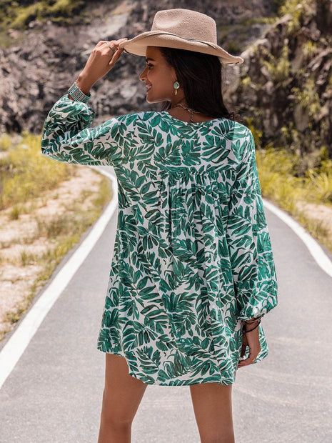 Long Sleeve V-Neck Mini Dress - MimiStylez