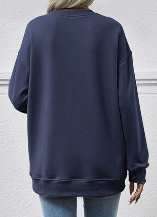 Round Neck Long Sleeve Sweatshirt - MimiStylez
