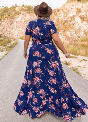 Plus Size V-Neck Maxi Dress - MimiStylez