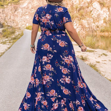 Plus Size V-Neck Maxi Dress - MimiStylez
