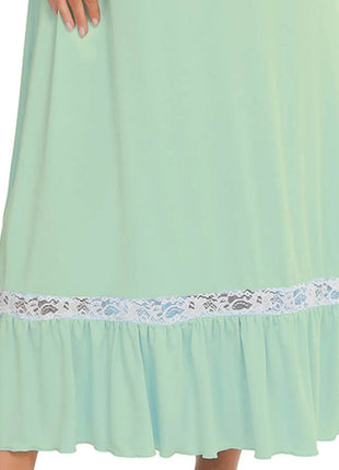 Lace Detail Short Sleeve Lounge Dress - MimiStylez