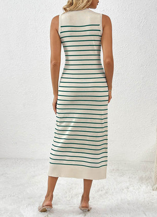 Round Neck Sleeve Midi Knit Dress - MimiStylez