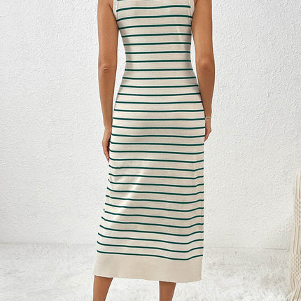 Round Neck Sleeve Midi Knit Dress - MimiStylez