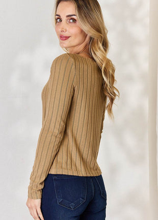 Basic Bae Full Size Ribbed Long Sleeve T-Shirt - MimiStylez