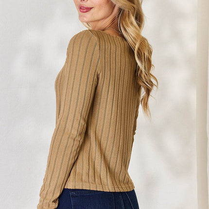 Basic Bae Full Size Ribbed Long Sleeve T-Shirt - MimiStylez