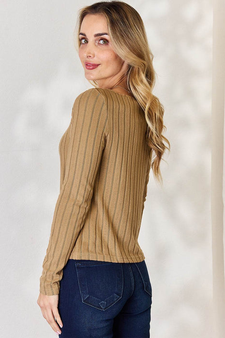 Basic Bae Full Size Ribbed Long Sleeve T-Shirt - MimiStylez