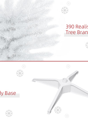 6.5FT Pre Lit Christmas Tree Artificial Xmas Tree With 450 Multi-Color LED Lights, 1227 Branch Tips, Metal Base