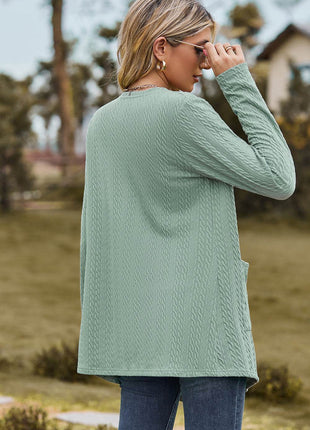 Open Front Long Sleeve Cardigan - MimiStylez