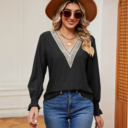 Contrast Flounce Sleeve Blouse - MimiStylez