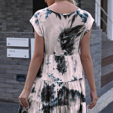 Tie-Dye Ruffle Hem Dress - MimiStylez