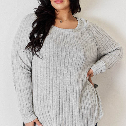 Basic Bae Full Size Ribbed Round Neck Slit T-Shirt - MimiStylez