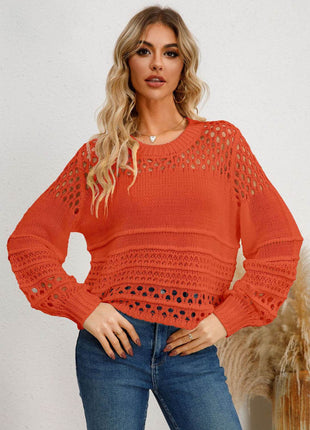 Cutout Round Neck Knit Top - MimiStylez