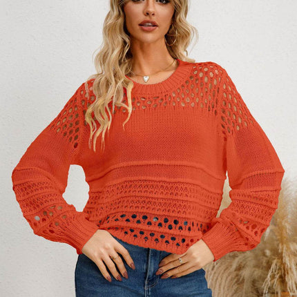 Cutout Round Neck Knit Top - MimiStylez