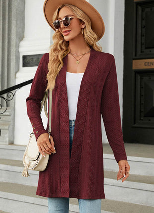 Open Front Long Sleeve Cardigan - MimiStylez