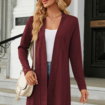 Open Front Long Sleeve Cardigan - MimiStylez