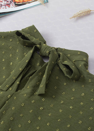 Swiss Dot Mock Neck Blouse - MimiStylez
