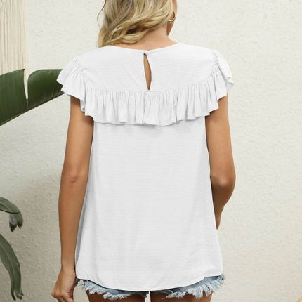 Spliced Lace Ruffled Blouse - MimiStylez