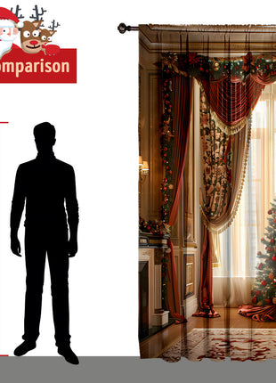 2PCs Christmas Curtain 3D Digital Printing