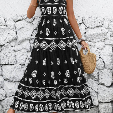 Printed Square Neck Maxi Cami Dress - MimiStylez