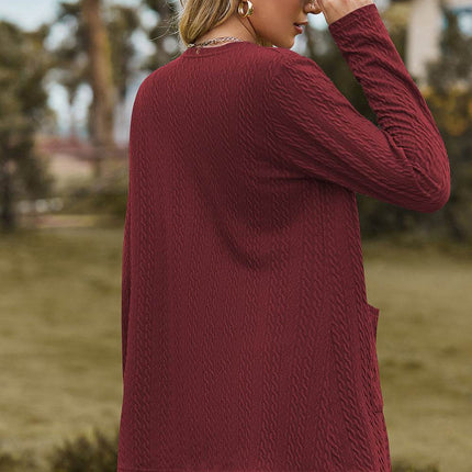 Open Front Long Sleeve Cardigan - MimiStylez