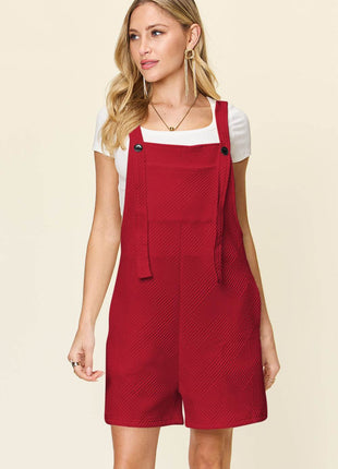 Double Take Full Size Texture Sleeveless Romper - MimiStylez