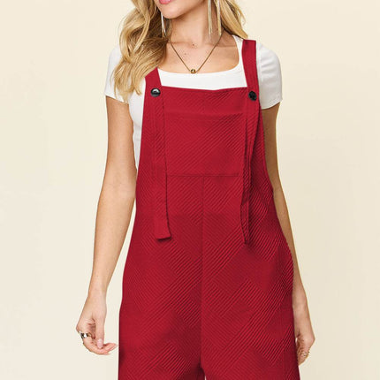 Double Take Full Size Texture Sleeveless Romper - MimiStylez