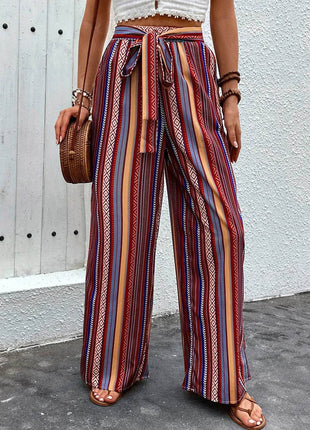 Perfee Tied Geometric Wide Leg Pants - MimiStylez