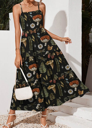 Tiered Printed Square Neck Cami Dress - MimiStylez