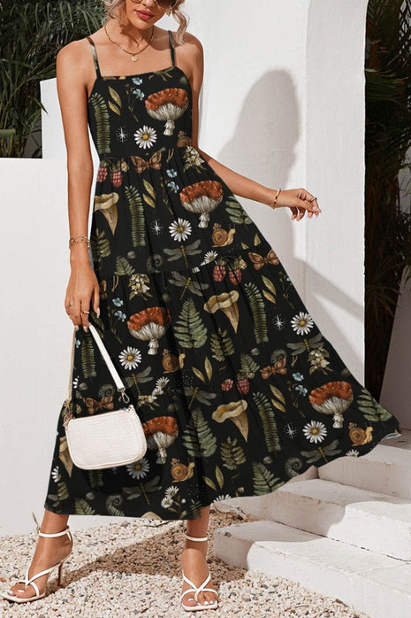 Tiered Printed Square Neck Cami Dress - MimiStylez