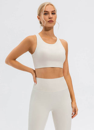 Round Neck Cutout Cropped Active Tank - MimiStylez