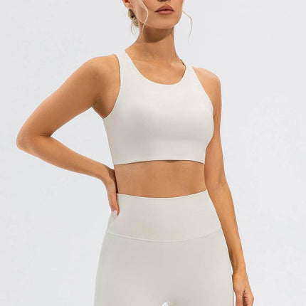 Round Neck Cutout Cropped Active Tank - MimiStylez