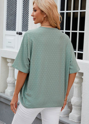 Eyelet Open Front Half Sleeve Cardigan - MimiStylez