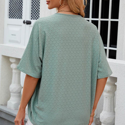 Eyelet Open Front Half Sleeve Cardigan - MimiStylez