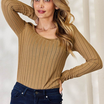Basic Bae Full Size Ribbed Long Sleeve T-Shirt - MimiStylez