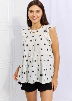 Heimish Shine Bright Full Size Butterfly Sleeve Star Print Top - MimiStylez