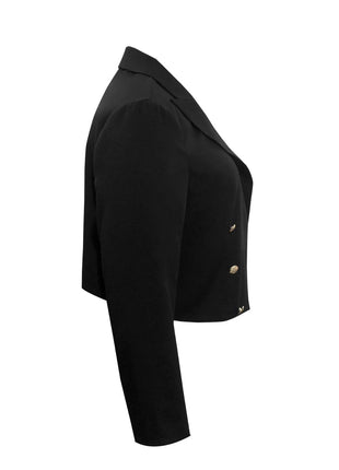 Plus Size Buttoned Lapel Collar Long Sleeve Blazer - MimiStylez