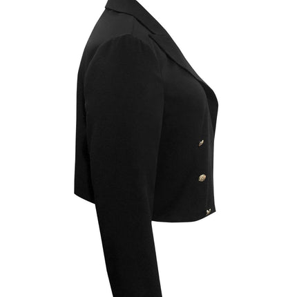 Plus Size Buttoned Lapel Collar Long Sleeve Blazer - MimiStylez