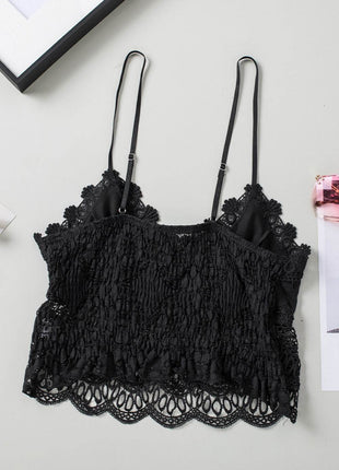 V-Neck Lace Cropped Cami - MimiStylez