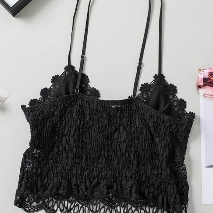 V-Neck Lace Cropped Cami - MimiStylez