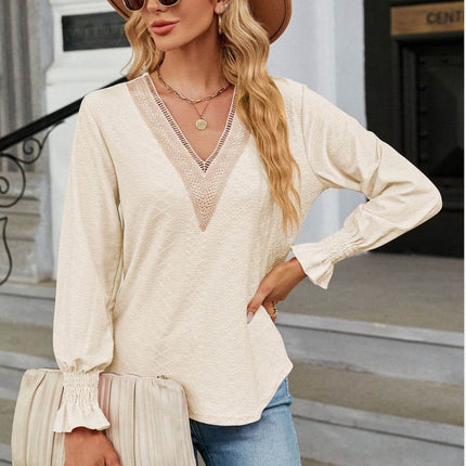 V-Neck Flounce Sleeve Blouse - MimiStylez