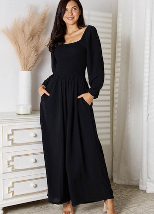 Double Take Square Neck Jumpsuit with Pockets - MimiStylez