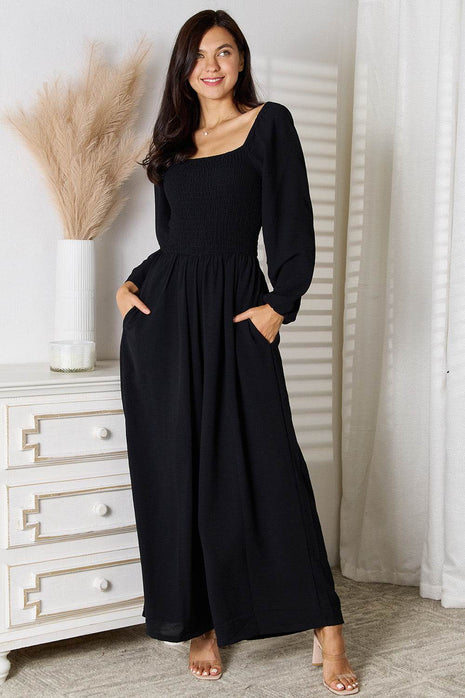 Double Take Square Neck Jumpsuit with Pockets - MimiStylez