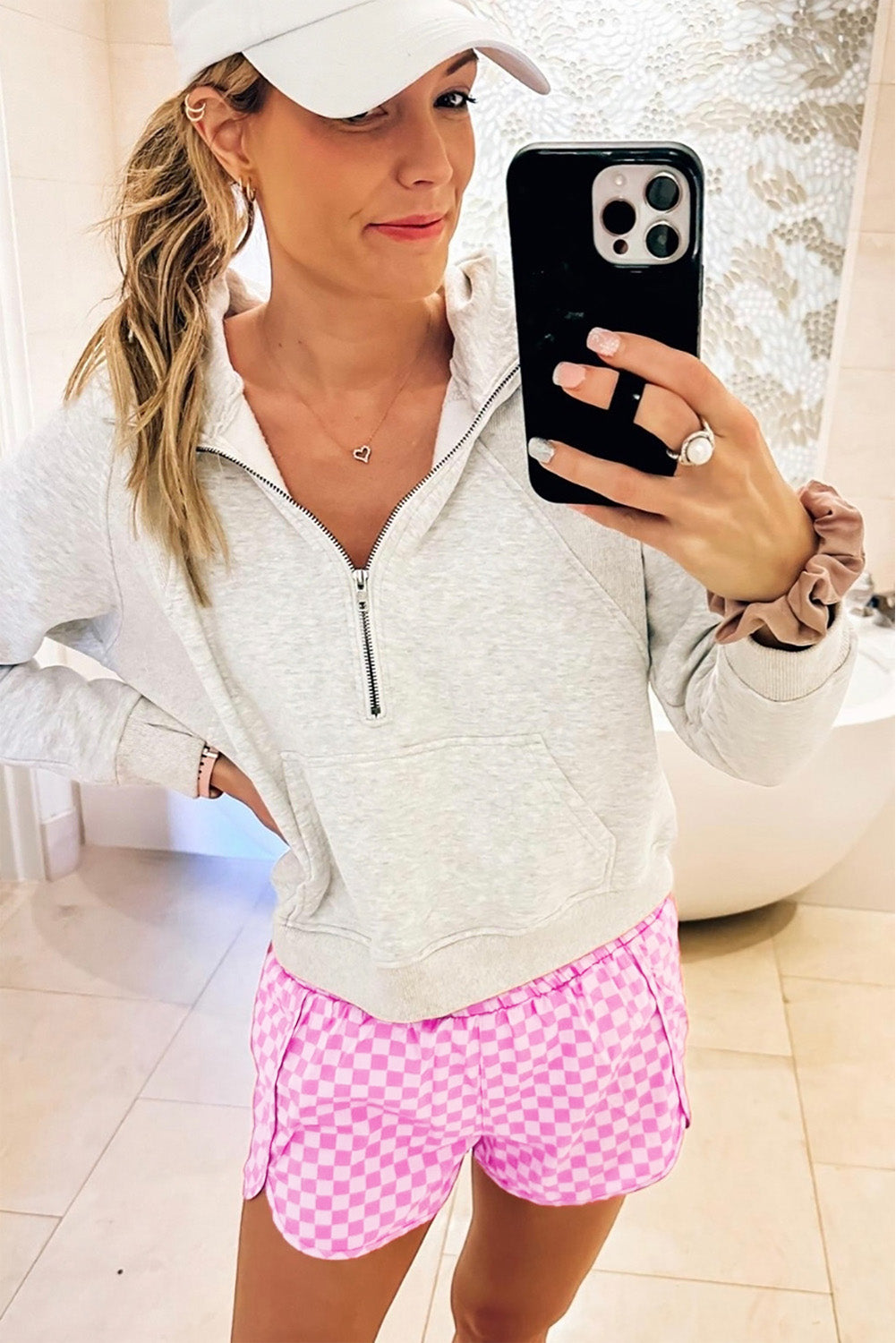 Pink Leopard High Waisted Athletic Shorts