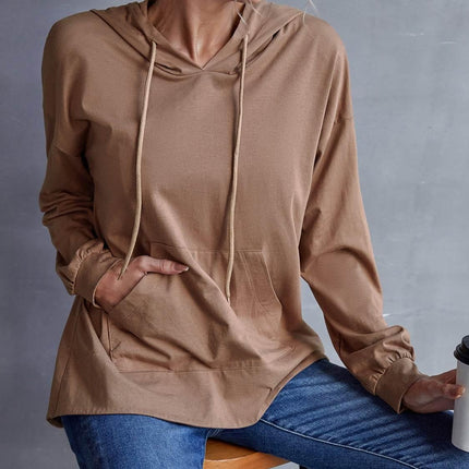 Drawstring Pocketed Dropped Shoulder Hoodie - MimiStylez