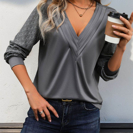 V-Neck Long Sleeve Top - MimiStylez